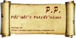 Pádár Petróniusz névjegykártya
