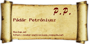 Pádár Petróniusz névjegykártya
